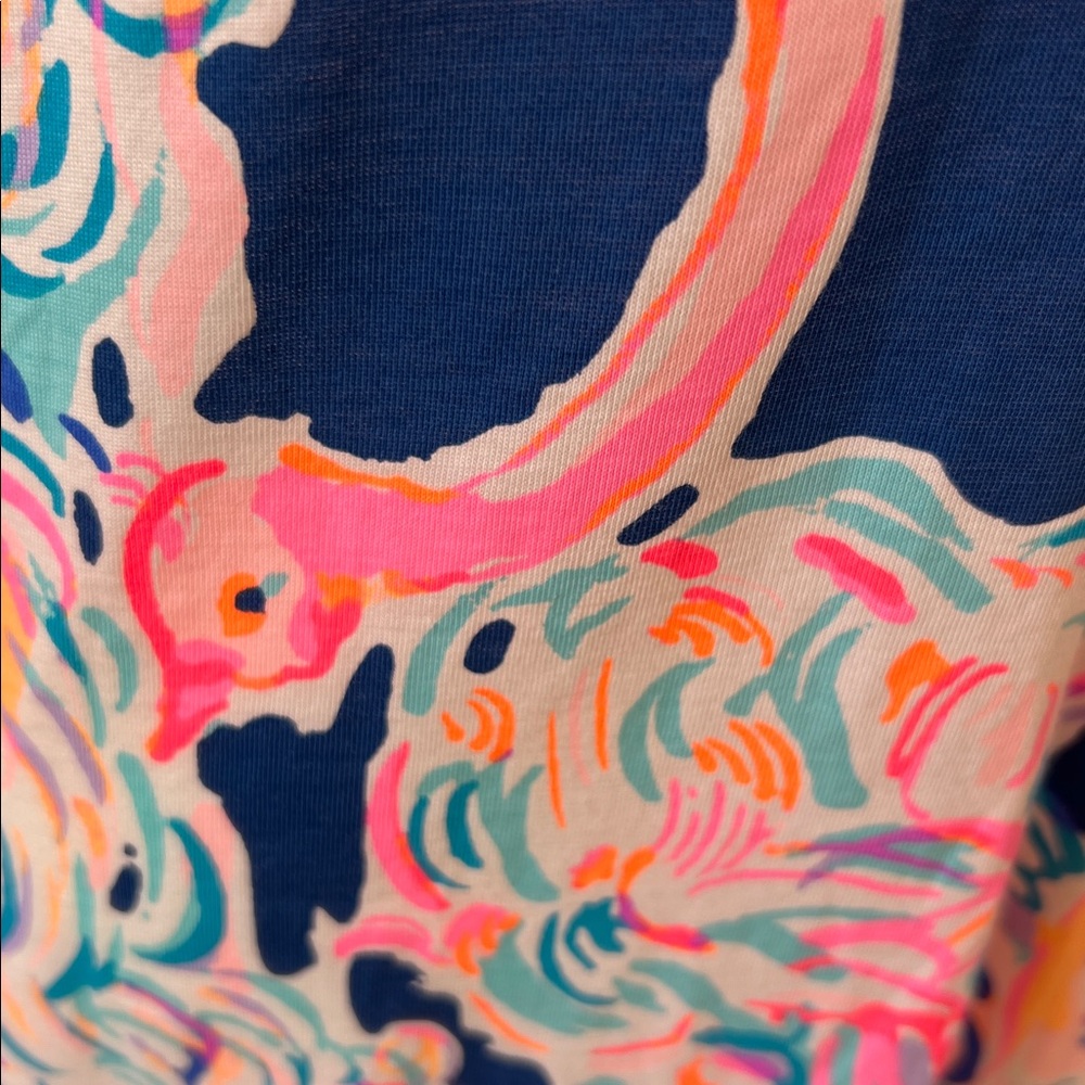 Lilly Pulitzer Marlowe Short Sleeve Pink, Navy Dress Size M - Picture 8 of 8